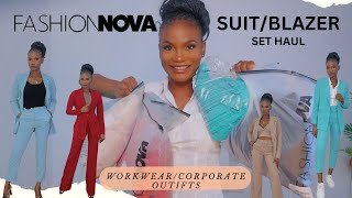 FASHION NOVA BLAZER SET CORPORATE OUTFIT HAUL Affordable And Stylish Workwear Outfits [upl. by Ecinereb]