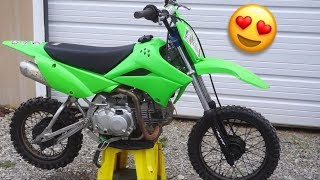 I FINALLY GOT A NEW KLX110L PIT BIKE  Stock Mod KLX143 [upl. by Akilegna]