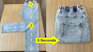 How to Fold Jeans travel spacesaving [upl. by Anilev]