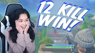 Valkyrae  12 Kill Solo Fortnite WIN  Full Match [upl. by Darell]