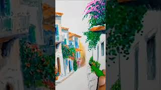 How to drawing easy scenery Italian village drawing scenery with color marker for beginners 2024 [upl. by Silsby528]