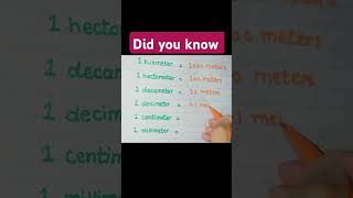 1km 1 hectometer 1 decimeter 1 centimeter 1 milimeter 🤔short viral trick [upl. by Blunt]