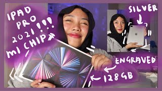 UNBOXING MY ENGRAVED IPAD PRO 2021 IN SILVER M1 CHIP  MALAY  ENGLISH MALAYSIAN [upl. by Nahtanoy]