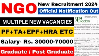 NGO BIG VACANCY 2024  SALARY 70000  FRESHERS ELIGIBLE  NGO JOBS 2024  ONLINE INTERVIEW [upl. by Oiralednac]