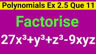 Factorise 27 x Cube  y Cube  z Cube Minus 9 x y z  Factorise 27x3y3z39xyz  27x3y3z39xyz [upl. by Lea]