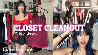 EXTREME CLOSET CLEANOUT Trying on everything in my closet part 1 [upl. by Einwahs809]