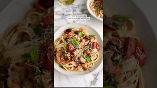 Easy prawn pasta with tomatoes olives capers and anchovies recipe [upl. by Jolda517]