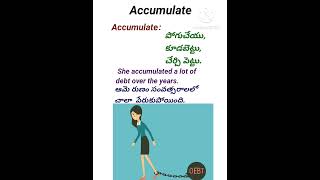 Accumulate meaning in telugu English vocabulary daily vocabulary ssc rrb [upl. by Streeto169]