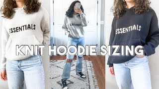 Womens FOG Essentials Knit Hoodie Sizing  Comparing 2 Different Sizes [upl. by Selway]