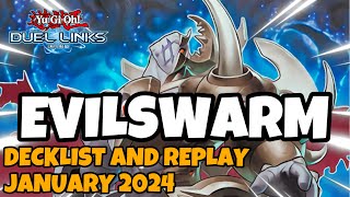 EVILSWARM DUEL LINKS  JANUARY 2024 RANKED DUEL REPLAY AND DECKLIST YUGIOH [upl. by March]