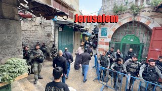 Ramadan in Jerusalem Muslim Quarter of the Old City from Damascus Gate to Jaffa Gate [upl. by Sacttler]