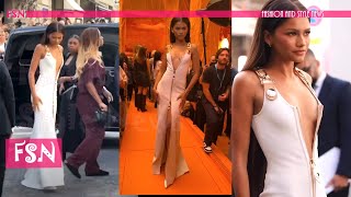 Zendaya wows in white doublezipper dress at Paris Louis Vuitton show [upl. by Lika476]