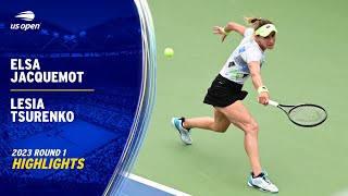 Elsa Jacquemot vs Lesia Tsurenko Highlights  2023 US Open Round 1 [upl. by Hinch]