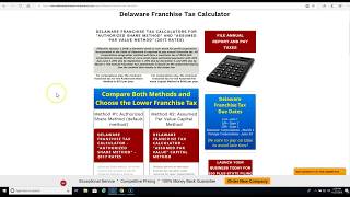 Delaware Franchise Tax Calculator  Authorized Shares Method  Assumed Par Value Capital Method [upl. by Ashelman]