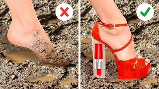 CHAUSSURES DIY FOLLES ROUGE À LÈVRES DANS DES TALONS ET ASTUCES POUR RÉNOVER DES CHAUSSURES [upl. by Ihculo]