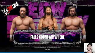 WWE 2K24  Seth quotFreakinquot Rollins vs Bryan Danielson vs Kenny Omega  Falls Count Anywhere [upl. by Aleet]