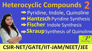 Heterocyclic Compounds  Pyridine  Indole  Quinoline  Hantzsch  Fischer Indole Skraup Synthesis [upl. by Auginahs]