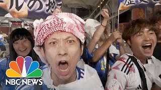 Japanese Soccer Fans Erupt In Celebration After World Cup Upset Over Germany [upl. by Nillad]