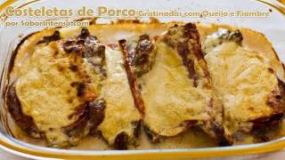 Costeletas de Porco Gratinadas com Queijo e Fiambre [upl. by Dimitry80]