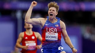 Watch Hunter Woodhall win gold for Team USA in Paris Paralympics [upl. by Olra]