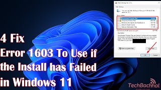 5 Fix Error 1603 to use if the Install has Failed Windows 11 [upl. by Aerb]