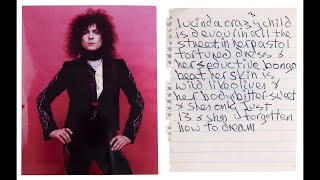 Marc Bolan of TRex quotSara Crazy Childquot Handwritten Lyrics by ANALOGrcom [upl. by Somar356]