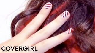 Nail Art Candy Cane Nail Design Tutorial  COVERGIRL [upl. by Elhsa359]