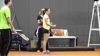 Jelena Jankovic warming up session  Porsche Tennis Grand Prix 2013 [upl. by Sadonia]