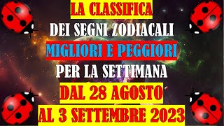 Classifica Segni Zodiacali Migliori e Peggiori per la Settimana dal 28 Agosto al 3 Settembre 2023 [upl. by Wylen]