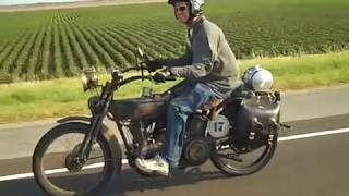 1915 Harley at 55 mph Motorcycle Cannonball [upl. by Asatan]