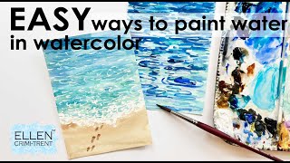 EASY ways to paint an ocean in Watercolor [upl. by Ecyarg]