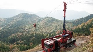 Skyline Wiche  Mobile Tower Yarder  Cableway Extraction  Logging in Austria  ENGLISH LANGUAGE [upl. by Kalle]