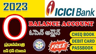 How to open ICICI Zero Balance account online in Telugu  ICICI Bank Account open 2023 [upl. by Ynohtnael]