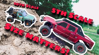 Is BIGGER Really Better 5th Scale Crawler VS 10th Scale Crawler [upl. by Lledniw]