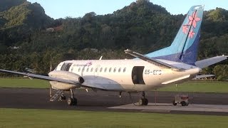 Air Rarotonga Saab 340 lineup takeoff  RAR Rarotonga Airport [upl. by Norel]