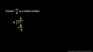 Prealgebra 42b  Converting Improper Fractions to a Mixed Numbers [upl. by Lorrac]