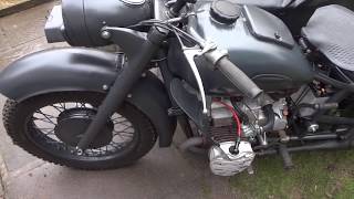 K750 Russian combination motorcycle start Dnepr Ural M72 [upl. by Mellette]