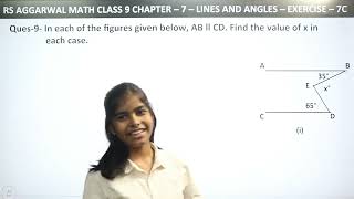 Q7 to 9 Ex  7C  Ch  7  Lines and Angles  RS Aggarwal Math class 9  RN Glory [upl. by Iyre]