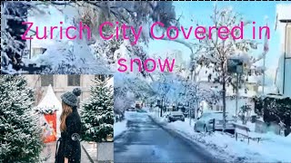 4KZurich Snow Walking Tour🇨🇭Zurich City Covered in Snow ☃️Switzerland [upl. by Cj]