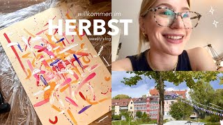 willkommen im herbst  weekly vlog  semsterferien leinwände bemalen produktive woche [upl. by Oriel]