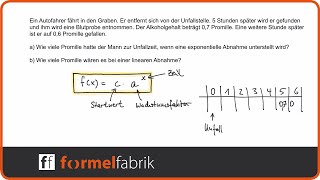 Exponentielle Abnahme Textaufgabe Alkoholgehalt – Exponentialfunktion aufstellen [upl. by Millian]