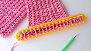 How to Loom Knit a Cowl  Scarf in a kind of Honeycomb Stitch DIY Tutorial [upl. by Marcy]