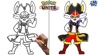 How to Draw Pirate Cinderace Skin Step by Step  Pokemon Unite [upl. by Alleinnad]