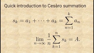 Quick introduction to Cesàro summation [upl. by Aikehs868]