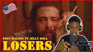 NIGERIAN 🇳🇬 REACT TO Post Malone ft Jelly Roll  LOSERS Lyric Video reaction music postmalone [upl. by Atinej668]