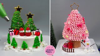 Decorating The Christmas Tree With Cake  How To Make Christmas Tree Cake Tutorials [upl. by Yknip]