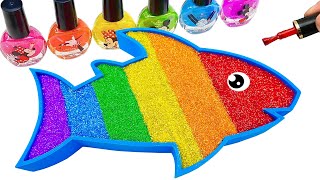 Satisfying Video  How To Make Rainbow Fish Bathtub With Glitter Slime Cutting ASMR  By Sunny Media [upl. by Edgell979]