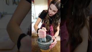 How to season your mortar and pestle recipe mortarandpestle [upl. by Ecienal397]