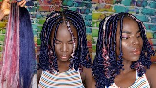 HOW TO DIY Faux locs With Kanekalon Braiding Hair  Faux Locs With Curly Ends  vivian [upl. by Nnylorac67]