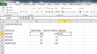 Formula para restar cantidades en Excel [upl. by Conrade]